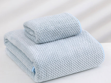 Blue Luxury White Bath Towel and Hand Towel Set - Ultra Soft and Absorbent