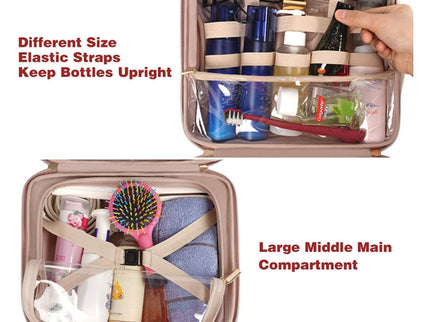 Black Multifunctional Travel Toiletry Organizer with Hanger and Large Storage Capacity