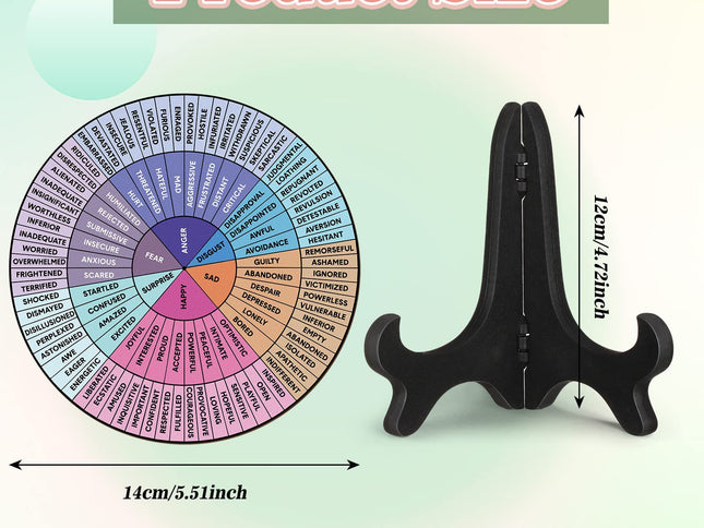 2 PCS for Each One Rainbow Color Scheme Emotion Wheel and Control Circle with Display Stands for Personal Development
