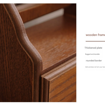 Round Mirror with Drawer Orbicular Wooden Tabletop Vanity Mirror Elegant Design