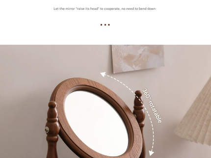 Love Shaped Mirror Cordate Wooden Tabletop Vanity Mirror, Elegant Design