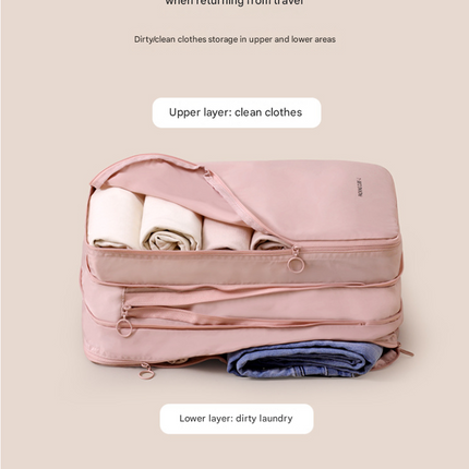 Pink Multifunctional Compact Travel Organizer Bag Stores 6-8 Essentials for Easy Access