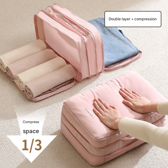 Blue Multifunctional Compact Travel Organizer Bag Stores 6-8 Essentials for Easy Access