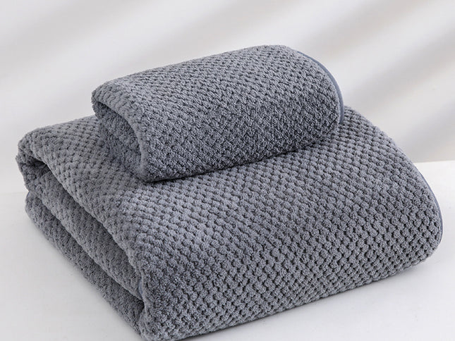 Grey Luxury White Bath Towel and Hand Towel Set - Ultra Soft and Absorbent