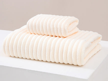 Light-yellow Luxury White Bath Towel and Hand Towel Set - Ultra Soft and Absorbent
