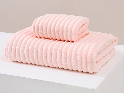 Striped Model Pink Luxury White Bath Towel and Hand Towel Set - Ultra Soft and Absorbent