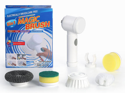 White Electric Cleaning Brush with Multiple Attachments - Rechargeable and Versatile for Home and Kitchen Use