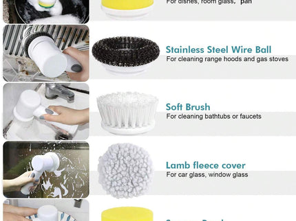 Grey Electric Cleaning Brush with Multiple Attachments - Rechargeable and Versatile for Home and Kitchen Use