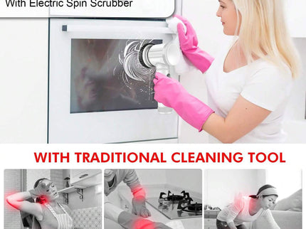 Grey Electric Cleaning Brush with Multiple Attachments - Rechargeable and Versatile for Home and Kitchen Use