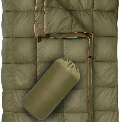 Military Green Compact Lightweight Quilted Blanket - Soft, Warm, and Portable for Outdoor Adventures
