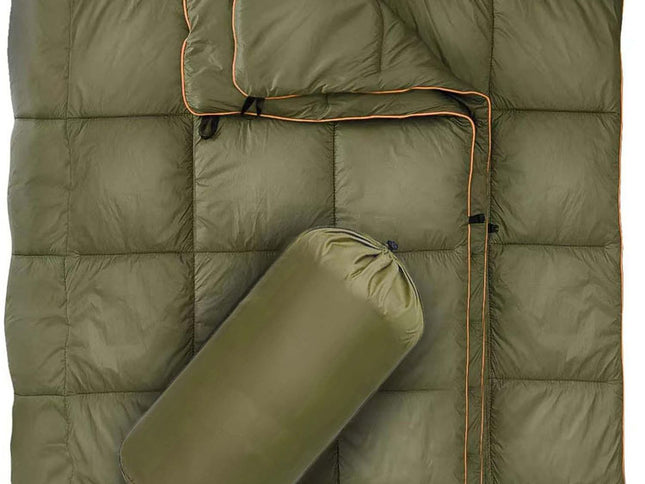 Military Green Compact Lightweight Quilted Blanket - Soft, Warm, and Portable for Outdoor Adventures