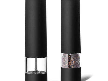 Black Elegant Red Electric Salt and Pepper Grinder - Modern and Compact for Effortless Seasoning
