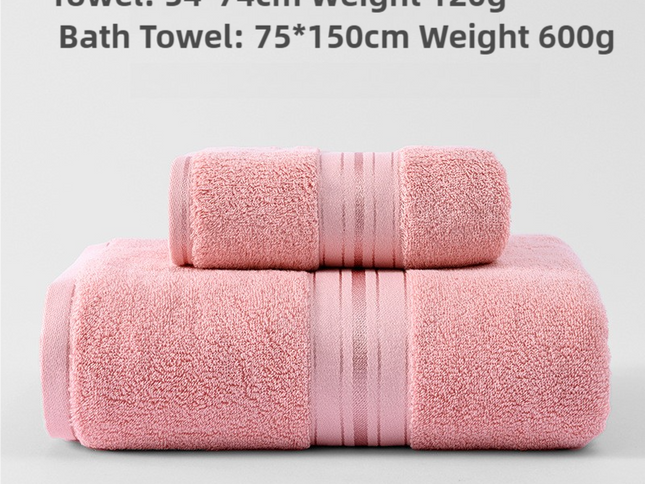 Pink Luxury Cotton Towel Set(Towel + Bath Towel) - Quick Dry, Extra Thick & Absorbent, Perfect for Bath & Beach
