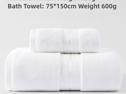 White Cotton Towel Set(Towel + Bath Towel) - Quick Dry, Extra Thick & Absorbent, Perfect for Bath & Beach