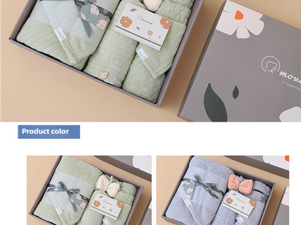 Off White Soft Coral Fleece Towel and Bath Towel Gift Set - 5-Piece Luxurious Absorbent Set