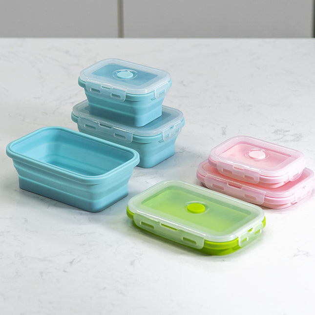 Pink Collapsible Silicone Bento Box Set ‚Äö√Ñ√¨ 4-Piece Food-Grade Microwave & Freezer Safe Lunch Box Set