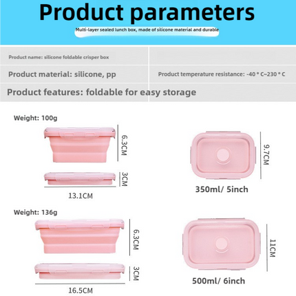 Pink Collapsible Silicone Bento Box Set ‚Äö√Ñ√∂‚àö√ë‚àö¬® 4-Piece Food-Grade Microwave & Freezer Safe Lunch Box Set