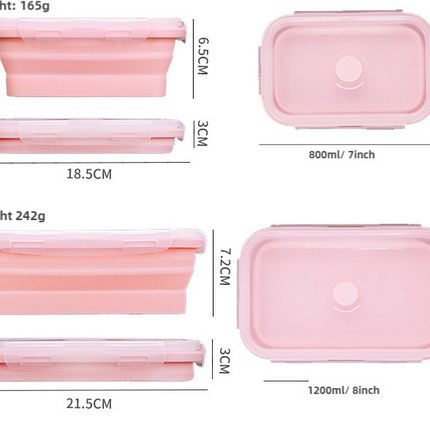 Pink Collapsible Silicone Bento Box Set ‚Äö√Ñ√∂‚àö√ë‚àö¬® 4-Piece Food-Grade Microwave & Freezer Safe Lunch Box Set