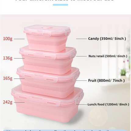 Pink Collapsible Silicone Bento Box Set ‚Äö√Ñ√∂‚àö√ë‚àö¬® 4-Piece Food-Grade Microwave & Freezer Safe Lunch Box Set