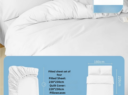 4 Packaging White Disposable Travel Bedding Set - Waterproof & Clean, Soft Non-Woven Fabric, 4 Pieces Set for Twin Beds