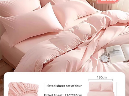4 Packaging Pink Disposable Travel Bedding Set - Waterproof & Clean, Soft Non-Woven Fabric, 4 Pieces Set for Twin Beds