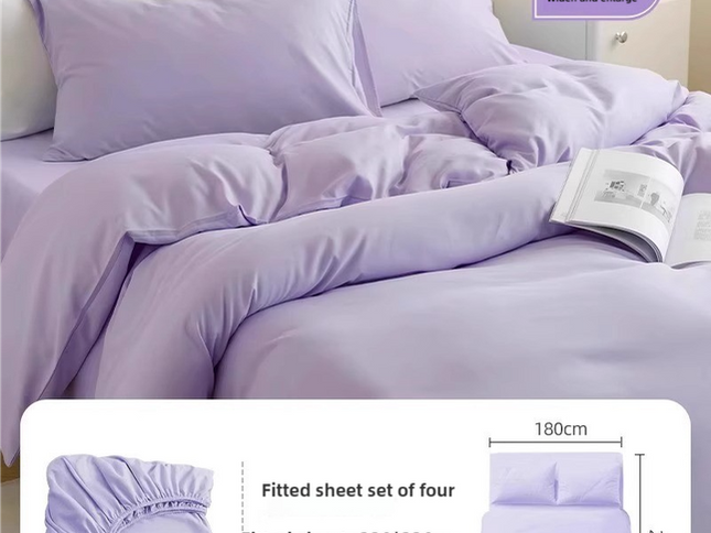 4 Packaging Purple Disposable Travel Bedding Set - Waterproof & Clean, Soft Non-Woven Fabric, 4 Pieces Set for Twin Beds