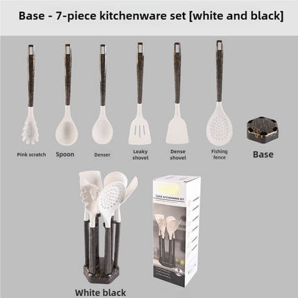 White And Black Set High-Temperature Resistant 7-Piece Silicone Kitchen Utensils Set ‚Äö√Ñ√∂‚àö√ë‚àö¬® Non-Stick Cooking Tools, Food-Grade Silicone, Heat-Resistant Spatulas, and Spoons for Non-Stick Pans