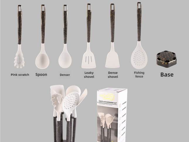 White And Black Set High-Temperature Resistant 7-Piece Silicone Kitchen Utensils Set ‚Äì Non-Stick Cooking Tools, Food-Grade Silicone, Heat-Resistant Spatulas, and Spoons for Non-Stick Pans