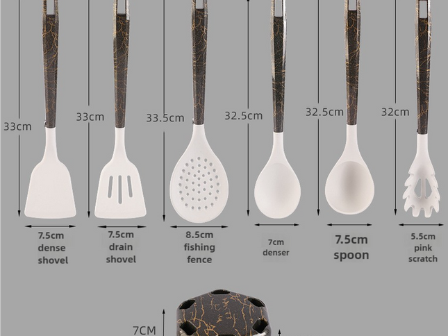 White And Black Set High-Temperature Resistant 7-Piece Silicone Kitchen Utensils Set ‚Äì Non-Stick Cooking Tools, Food-Grade Silicone, Heat-Resistant Spatulas, and Spoons for Non-Stick Pans