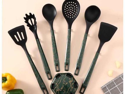 White And Black Set High-Temperature Resistant 7-Piece Silicone Kitchen Utensils Set ‚Äì Non-Stick Cooking Tools, Food-Grade Silicone, Heat-Resistant Spatulas, and Spoons for Non-Stick Pans
