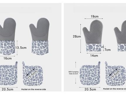Grey 4-Piece Set High-Temperature Resistant Silicone and Cotton Oven Mitts and Pot Holders Set ‚Äì Heat-Resistant, Non-Slip, Food-Grade Kitchen Gloves for Baking, Cooking, and Grilling