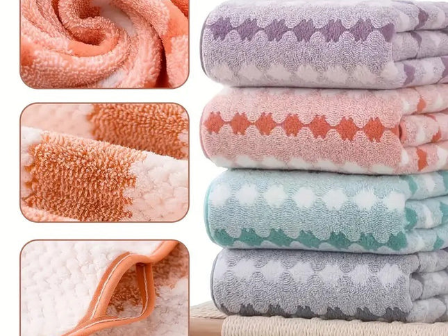 Blue Premium Coral Fleece Towel Set ‚Äì 1 Bath Towel (88x170cm) + 3 Hand Towels (35x35cm) ‚Äì Soft, Absorbent, and Quick-Drying