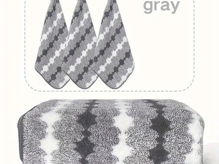 Grey Premium Coral Fleece Towel Set - 1 Bath Towel (88x170cm) + 3 Hand Towels (35x35cm) - Soft, Absorbent, and Quick-Drying