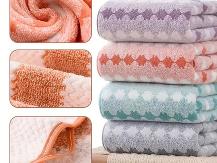 Purple Premium Coral Fleece Towel Set - 1 Bath Towel (88x170cm) + 3 Hand Towels (35x35cm) - Soft, Absorbent, and Quick-Drying