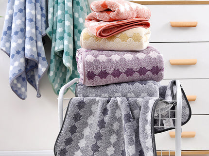Purple Premium Coral Fleece Towel Set - 1 Bath Towel (88x170cm) + 3 Hand Towels (35x35cm) - Soft, Absorbent, and Quick-Drying