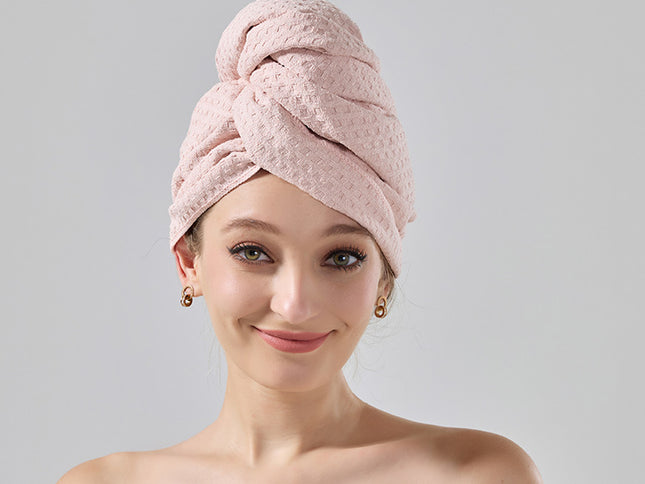 2 Pcs Pink Super Absorbent Waffle Weave Hair Towel, Multi-Functional Quick Drying Turban for Women, Soft & Fast Drying Head Wrap