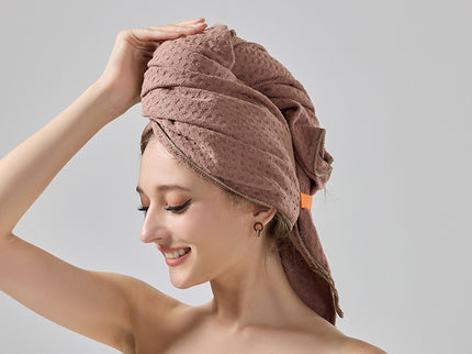 2 Pcs Coffee Super Absorbent Waffle Weave Hair Towel, Multi-Functional Quick Drying Turban for Women, Soft & Fast Drying Head Wrap