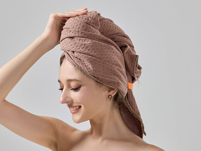 2 Pcs Coffee Super Absorbent Waffle Weave Hair Towel, Multi-Functional Quick Drying Turban for Women, Soft & Fast Drying Head Wrap