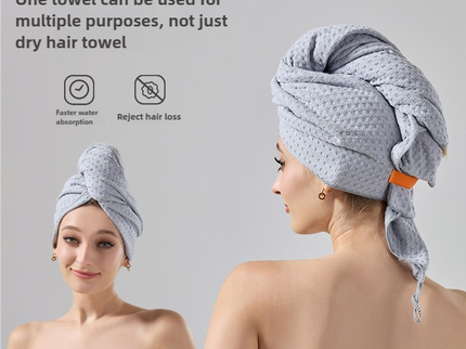 2 Pcs Grey Super Absorbent Waffle Weave Hair Towel, Multi-Functional Quick Drying Turban for Women, Soft & Fast Drying Head Wrap