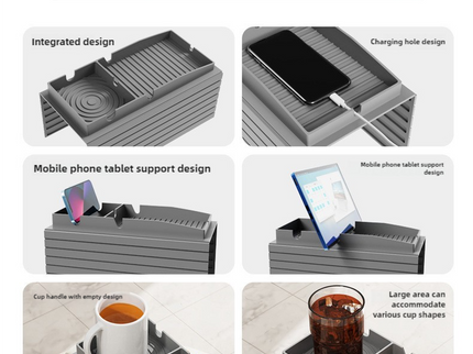 Black Multi-Function Sofa Cup Holder Tray, Silicone Drink Organizer, Adjustable and Easy-to-Clean Sofa Armrest Storage Box for Drinks, Snacks, and Gadgets
