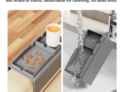 Black Multi-Function Sofa Cup Holder Tray, Silicone Drink Organizer, Adjustable and Easy-to-Clean Sofa Armrest Storage Box for Drinks, Snacks, and Gadgets