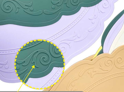 2 Pcs Purple Oval Embossed Floral Edged Silicone Placemats, Non-Slip, Heat-Resistant, Easy-to-Clean Dining Table Mats, Korean and European Style