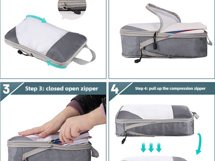 Red Compression Travel Storage Bags Set, Mesh Travel Organizers for Luggage, Foldable and Space-Saving Packing Cubes