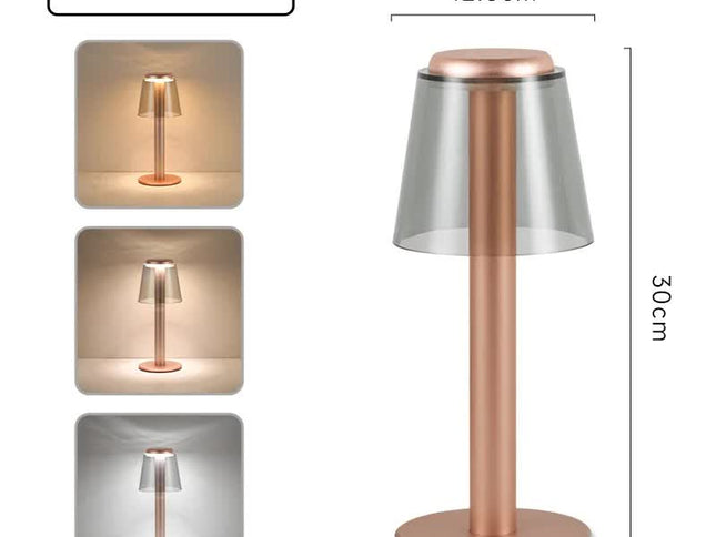 Gold Stylish Transparent Desk Lamp with Touch Control, LED, Type-C Charging ‚Äö√Ñ√¨ Simple and Modern Design