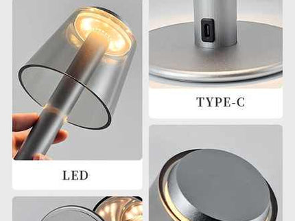 Gold Stylish Transparent Desk Lamp with Touch Control, LED, Type-C Charging ‚Äö√Ñ√¨ Simple and Modern Design
