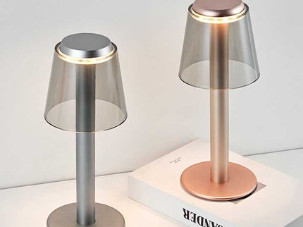 Silver Stylish Transparent Desk Lamp with Touch Control, LED, Type-C Charging - Simple and Modern Design