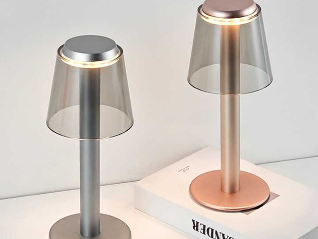 Silver Stylish Transparent Desk Lamp with Touch Control, LED, Type-C Charging - Simple and Modern Design