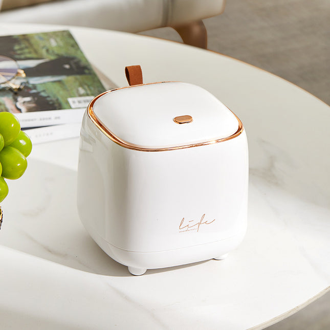 White Portable Tabletop Trash Can with Dual-Layer Design ‚Äì Convenient for Desk Organization