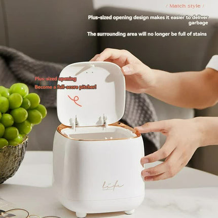 White Portable Tabletop Trash Can with Dual-Layer Design ‚Äì Convenient for Desk Organization