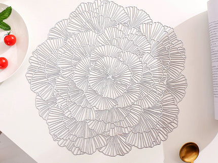 Silver Elegant Floral PVC Placemats - Set of 8, Durable & Stylish Table Mats (38cm)